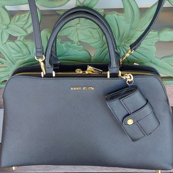 Anne Klein Black Handbag with Gold Accents - Picture 1 of 7